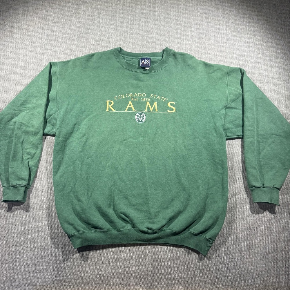 Colorado State Rams Sweatshirt Mens Large Green NCAA Football AIS Crewneck